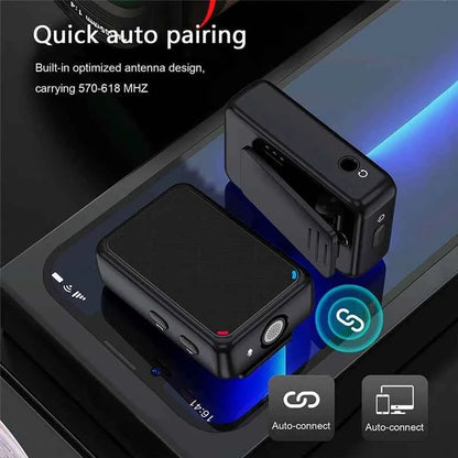 Wireless Lavalier Recording Microphone Dual Channel Lapel Mic System with 98ft For Smartphone DSLR Camera DV Vlog YouTube Live