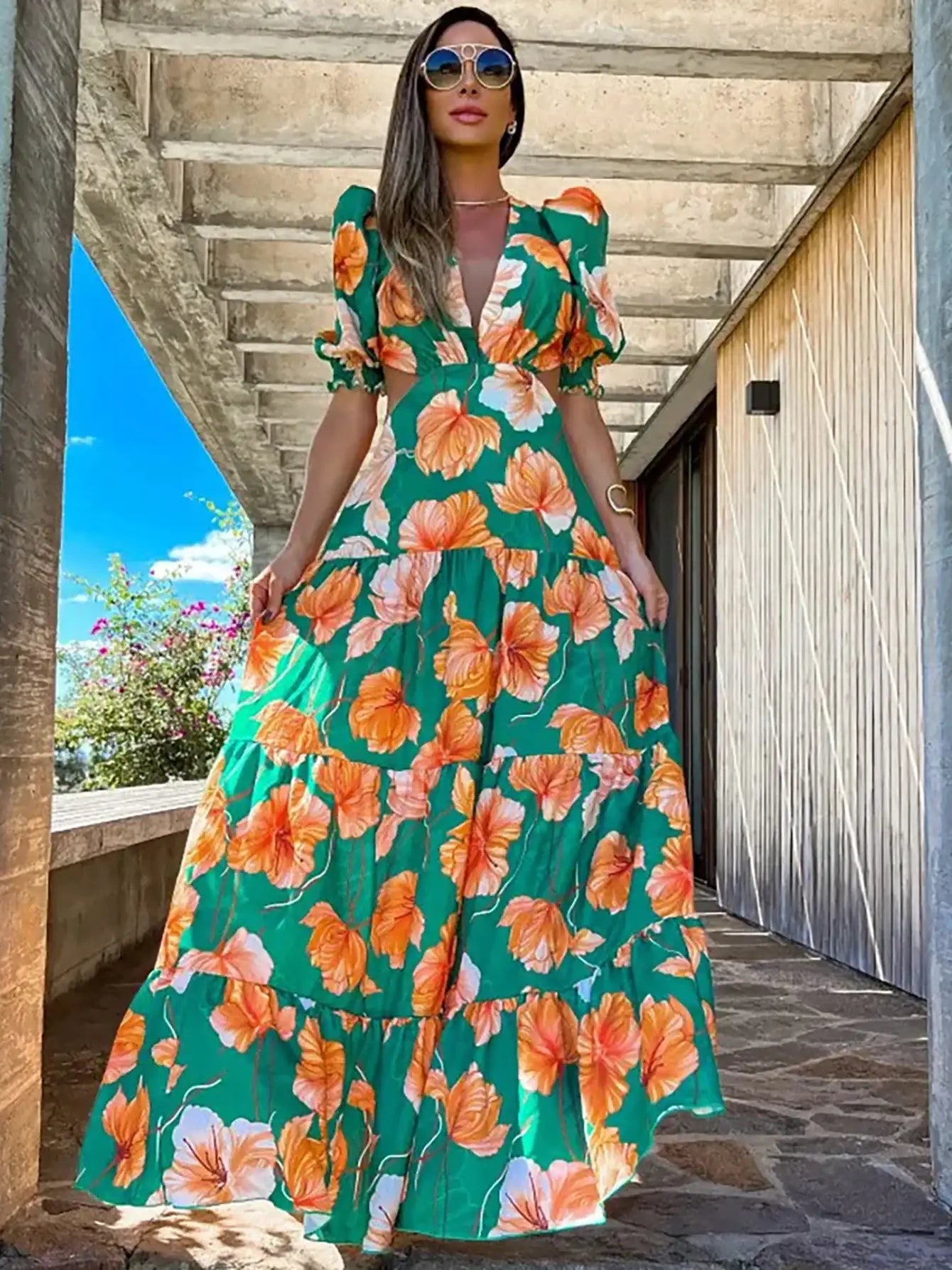 V-Neck Backless Beach Dress - Summer Beachwear - AMULET RING STORE