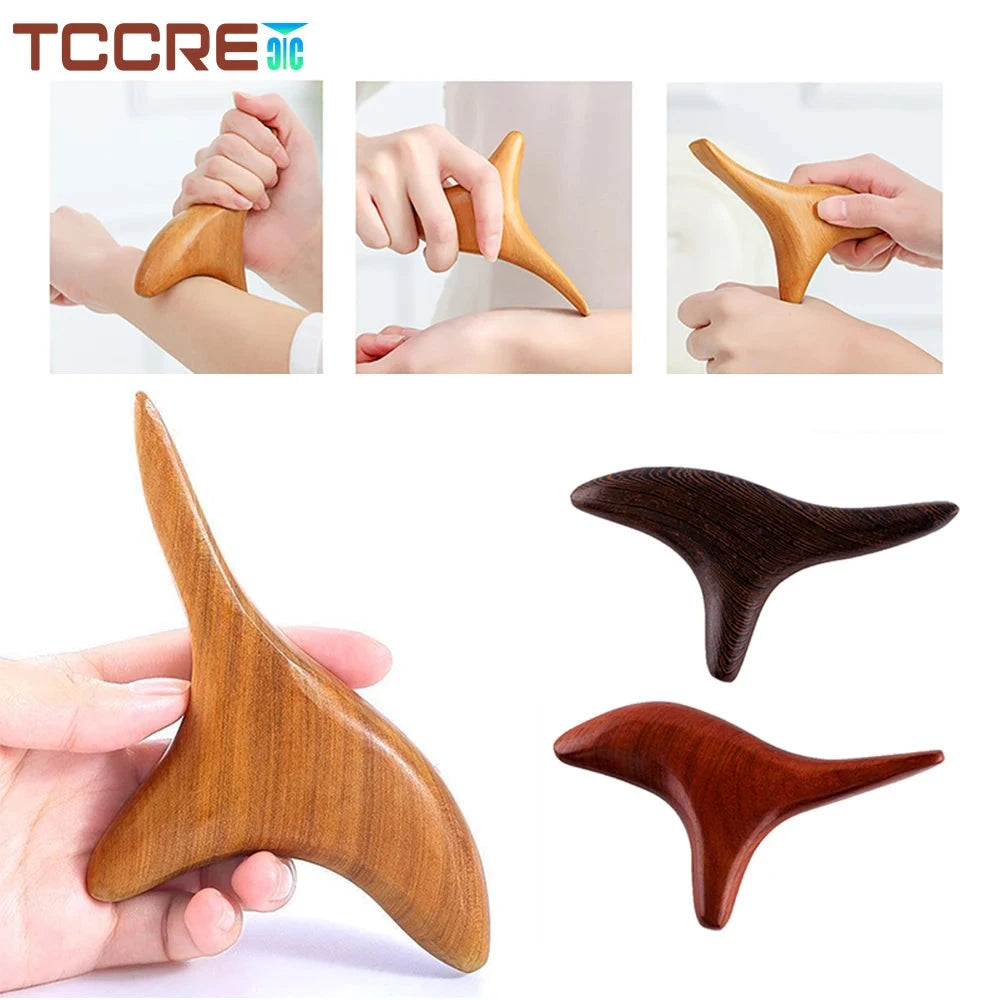 Nature Wood Trigonometric Massage Cone Wooden Lymphatic Massage Stick Face Hand Foot Body Massager Gua Sha Board Acupuncture Pen - AMULET RING STORE