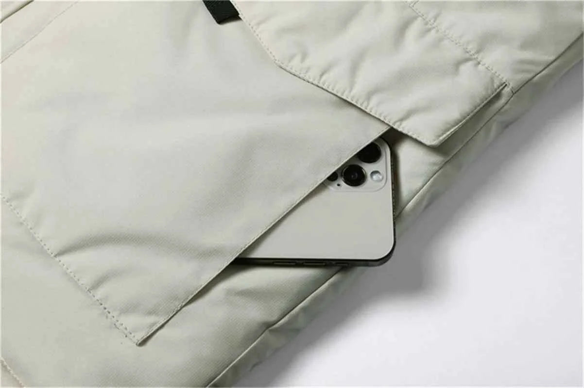 New winter jackets for men with hoods and leather collars. New high-quality waterproof jackets for men. Casual and warm jackets