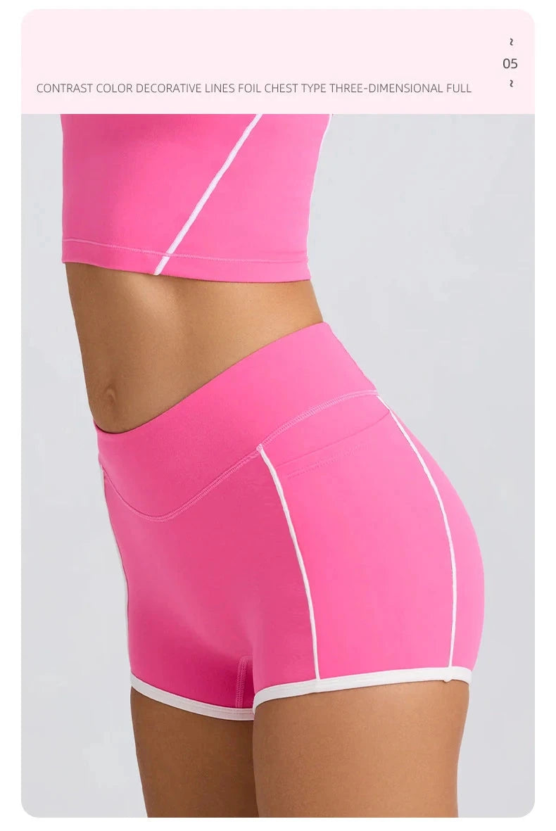 ‌Women's Tracksuits High Waist Yoga Shorts - Butt Lifting Gym Fitness Elastic Tight Naked Workout Shorts Yoga Set Sportswear