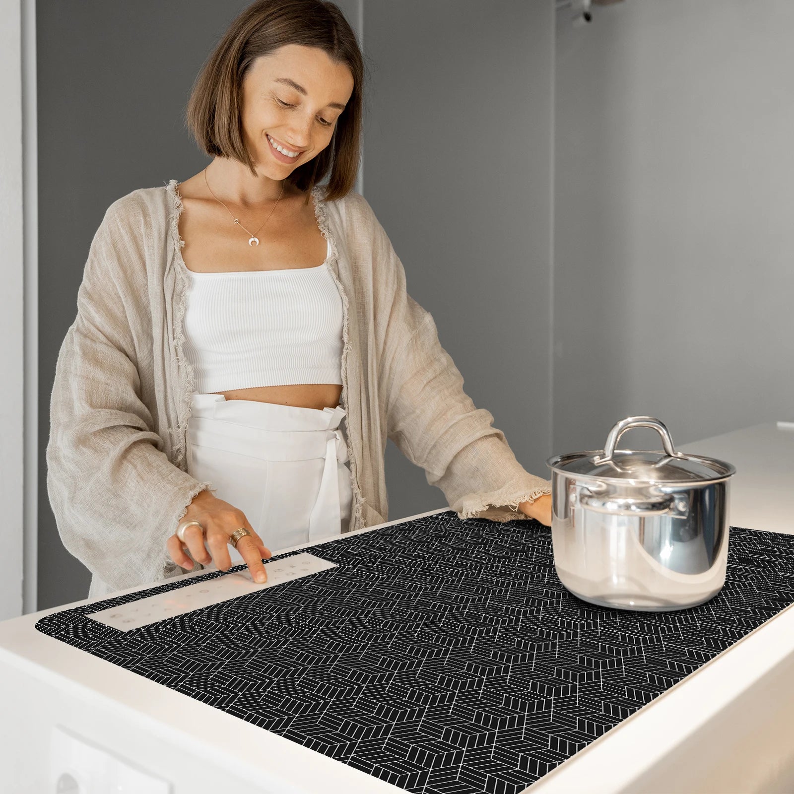 Induction Cooktop Mat Silicone Anti-Scratch Induction Cooktop Protector Mat Heat-Resistant Non-Slip Kitchen Counter Protect Mat - AMULET RING STORE