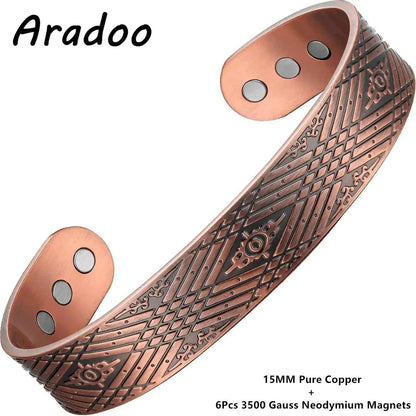 ARADOO Copper Bracelets for Women 99% Pure Copper Handwoven Bracelet Cuff Bangle