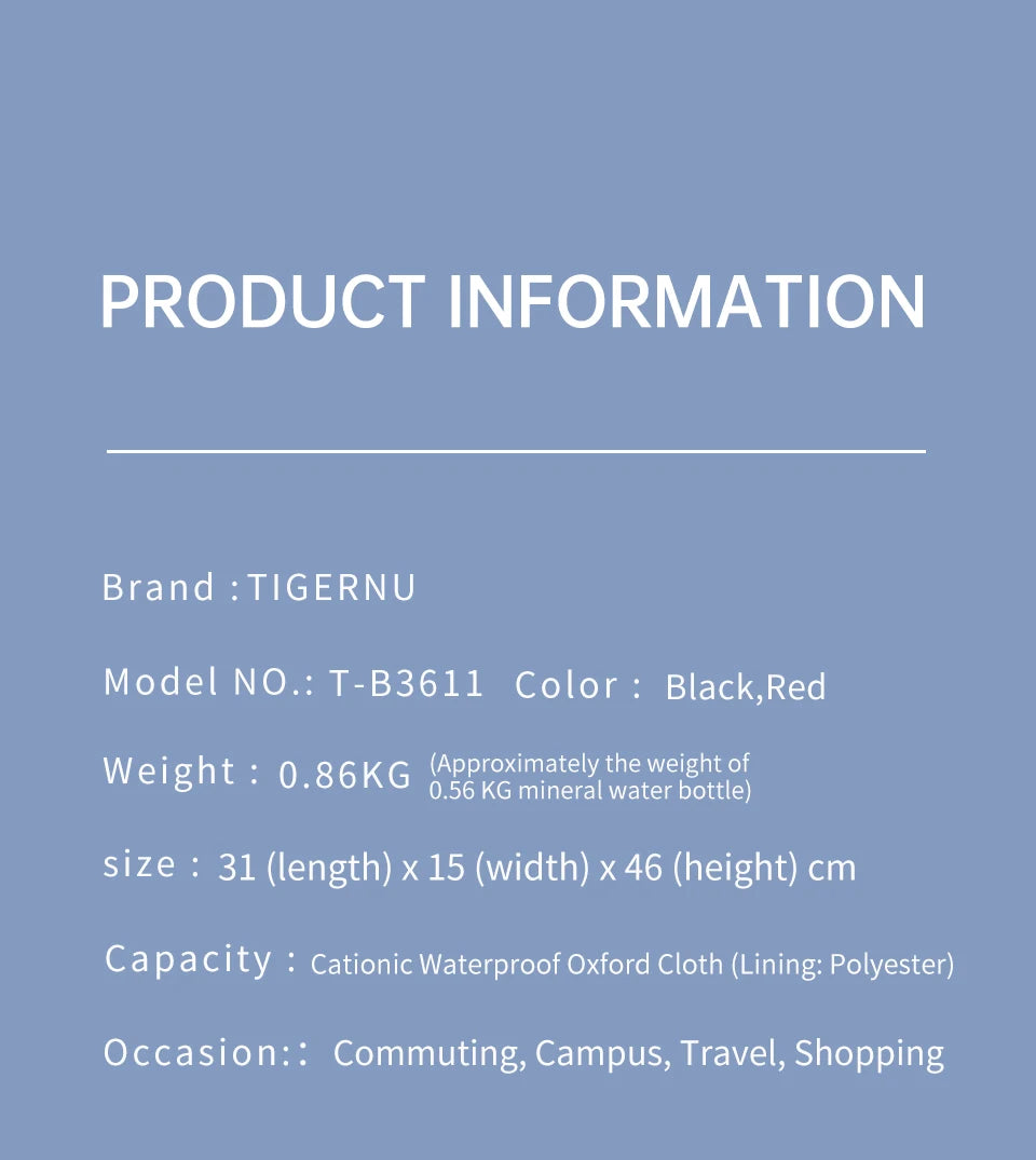 Tigernu Anti Theft Backpacks For Men For Women No Key TSA Lock Backpack 15.6inch Laptop Backpack Schoolbag For Teenager Knapsack - AMULET RING STORE