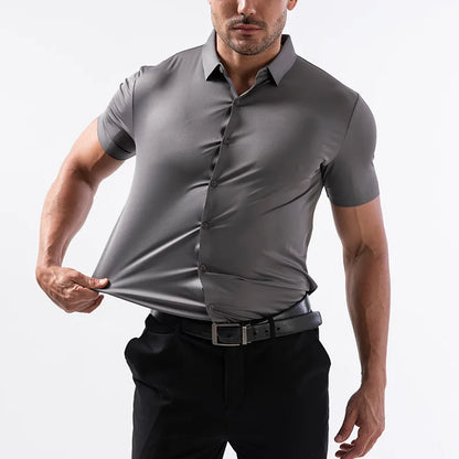 Men's Summer Business Shirt - Short Sleeve Wrinkle Free