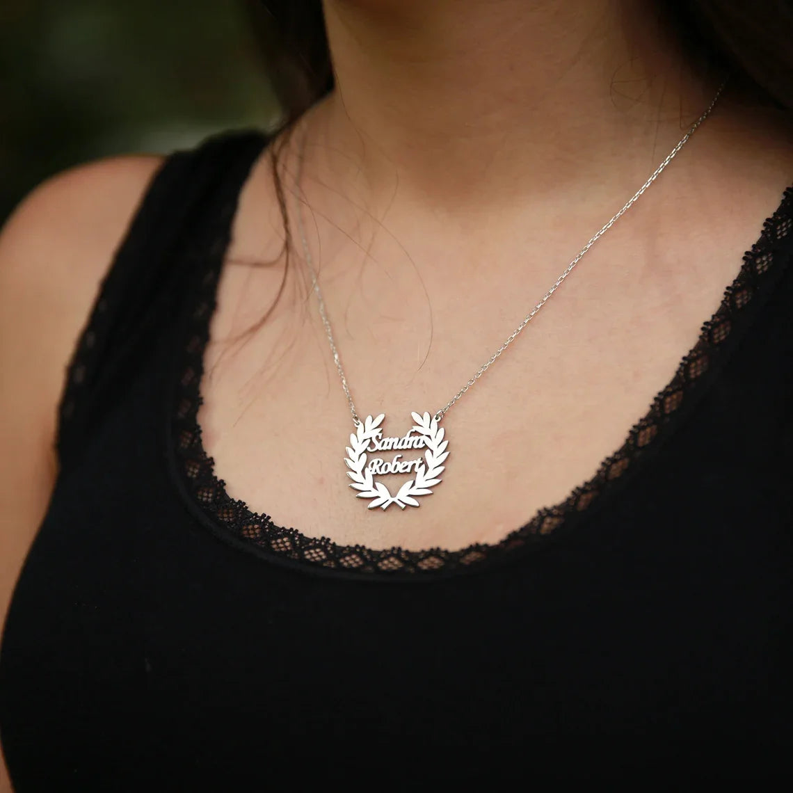 Custom Laurel Wreath Name Necklace Women Girl Jewelry Personalized Stainless Steel Couple Nameplate Necklace Gifts For Her