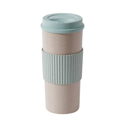 350/450/550ml Wheat Straw Coffee Cup Portable High Temperature Resistant Water Cup With Lid Reusable Eco-Friendly Travel Mug - AMULET RING STORE
