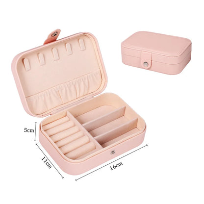 Portable Jewelry Box Jewelry Organizer Display Travel Jewelry Case Boxes Button Leather Storage Zipper Jewelers Joyero - AMULET RING STORE