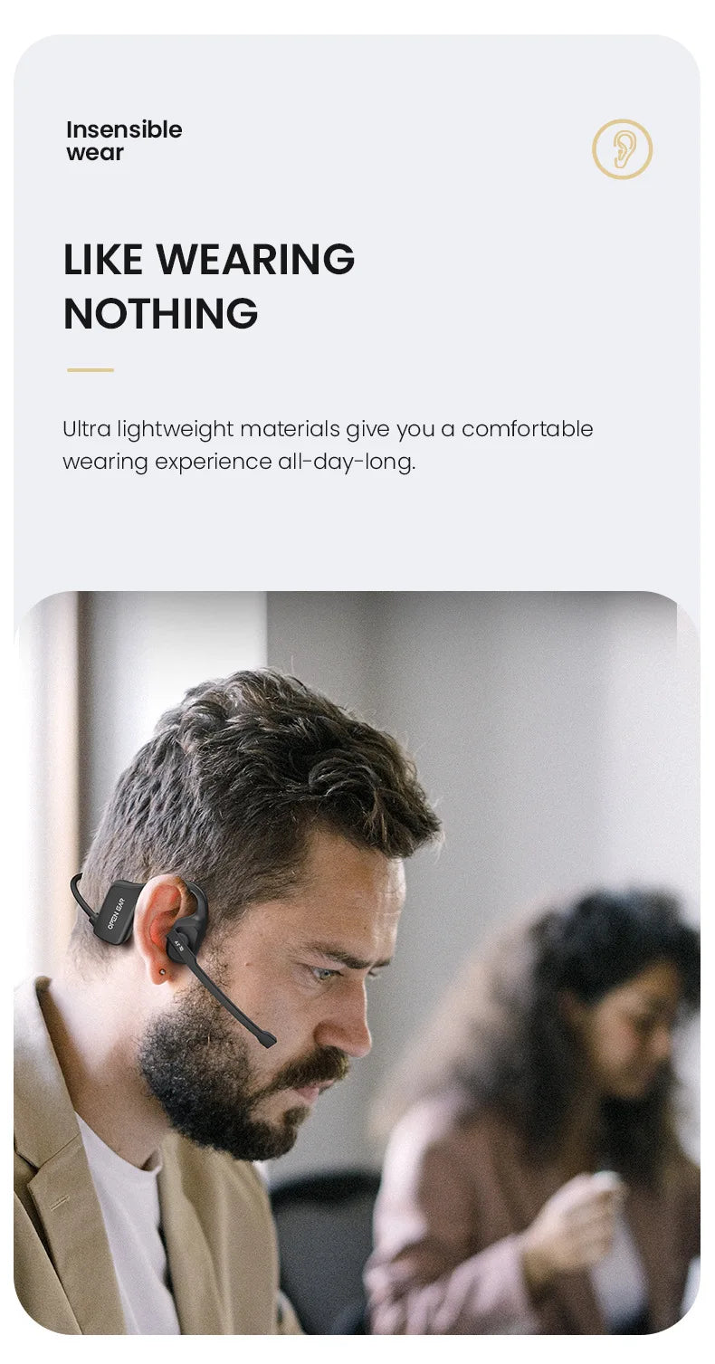 Bone Conduction Wireless Bluetooth Earphones Sports Gaming Headset with Mic Hands-Free Running Earbuds