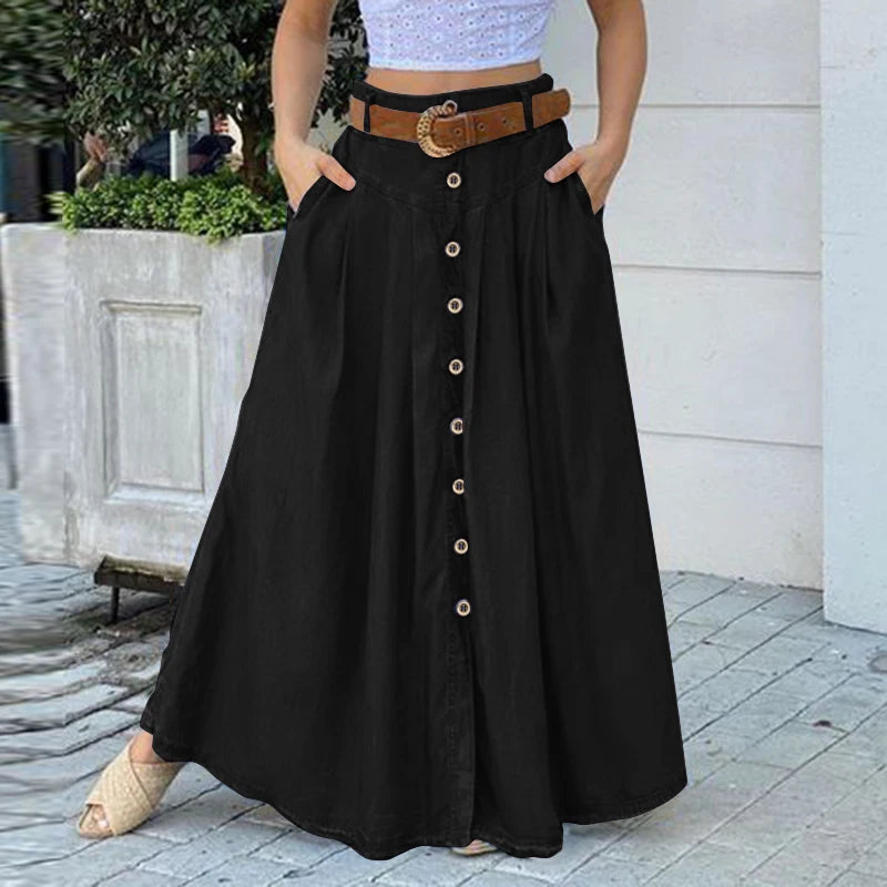 ZANZEA Cargo Skirts Elegant Women Evangelical Faldas  Mujer Office Lady High Waist Saias Summer 2024 Casual Buttons Up Jupes