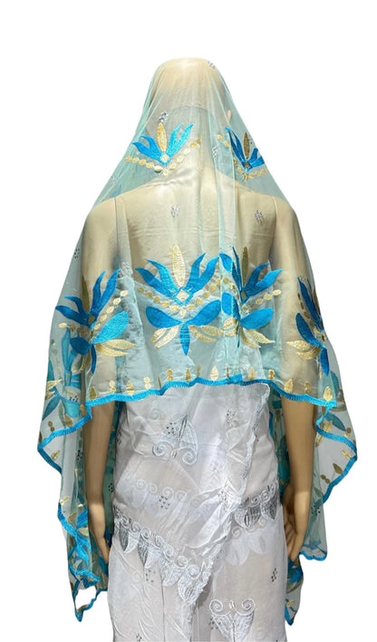 on sale 2025 New African Net Hijab Scarf For Muslim Women African Dubai Islam Headscarf Embroidery Shawls voile - AMULET RING STORE