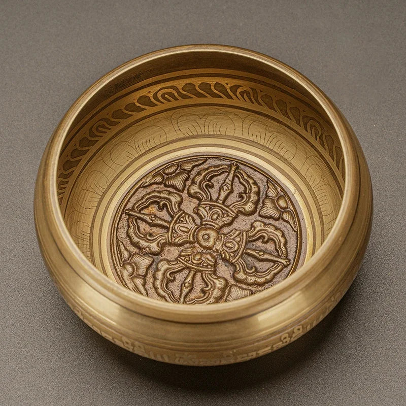 Nepal Handmade Singing Bowl Large Brass Tibetan Bowls Yoga Meditation Sound Healing Instrument Buddhist Sound Bowls Ornaments - AMULET RING STORE