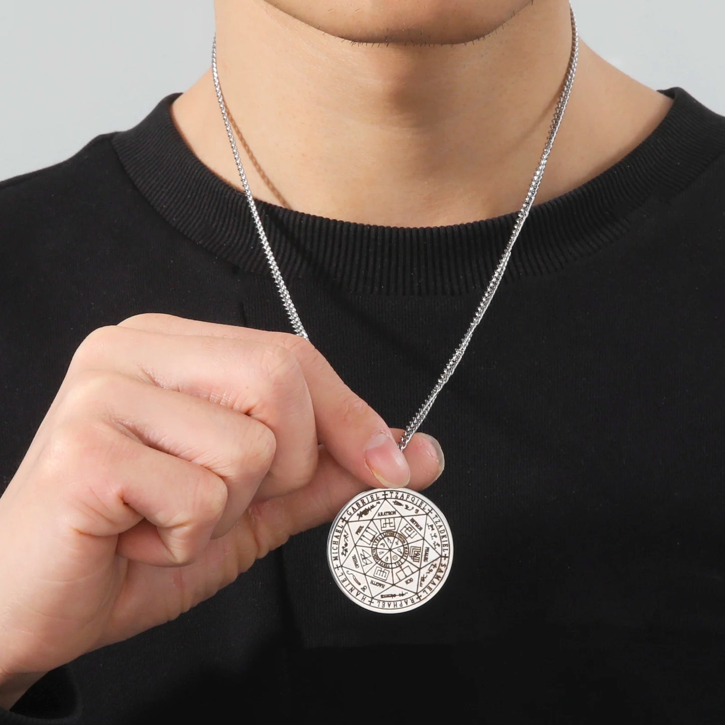 Wicca 7 Archangels Sigil Charm Necklaces Men Women Seal of Solomon Pendant Supernatural Protection Amulet Magic Talisman Jewelry