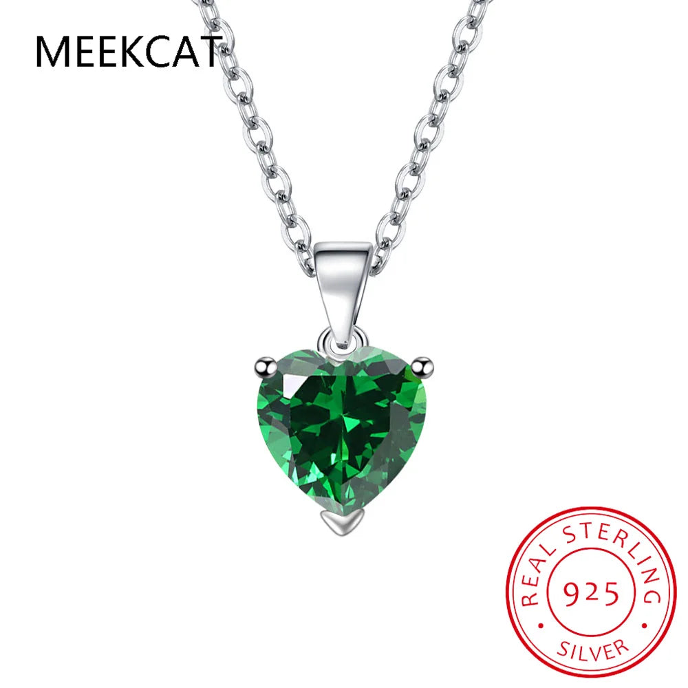 Natural Heart 1.57ct Citrine Sky Blue Topaz Garnet Emerald Pendant Necklace 925 Sterling Silver Women Colorful Birthstone Colar