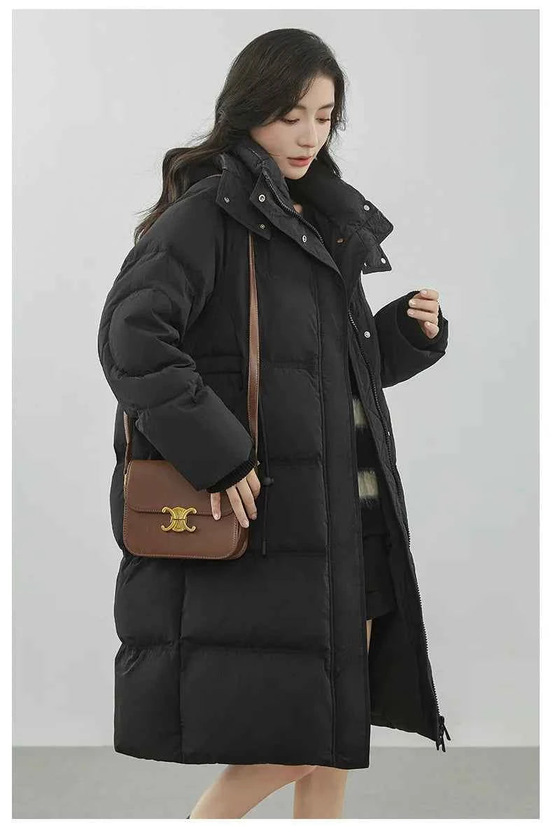 Ultra-Warm Down Jacket for Women 2025 Winter New Arrival Hooded, Knee-Length, Thickened, Waist-Defining, Versatile Coat