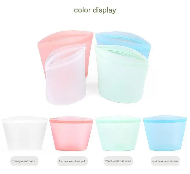 1/3/4Pcs/Pack Silicone Storage Bag,Reusable Food Grade Fresh-keeping Zipper Bags,BPA Free,Leakproof,Microwave&Dishwasher Safe - AMULET RING STORE