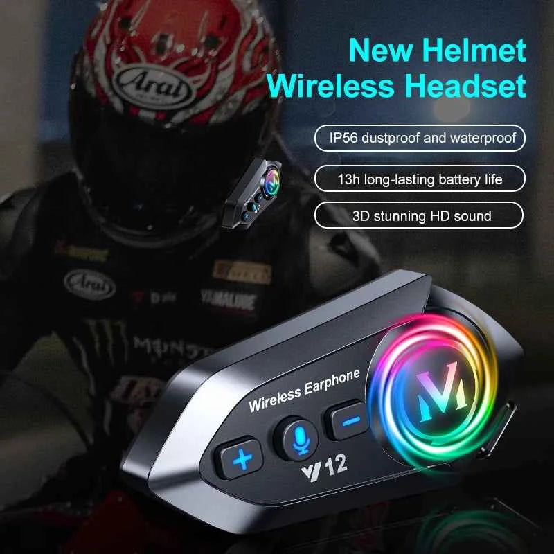 Bluetooth 5.4 Helmet Headset Wireless Hands-free Call Phone Kit Motorcycle Waterproof Earphone MP3 Music Player Speaker for Moto