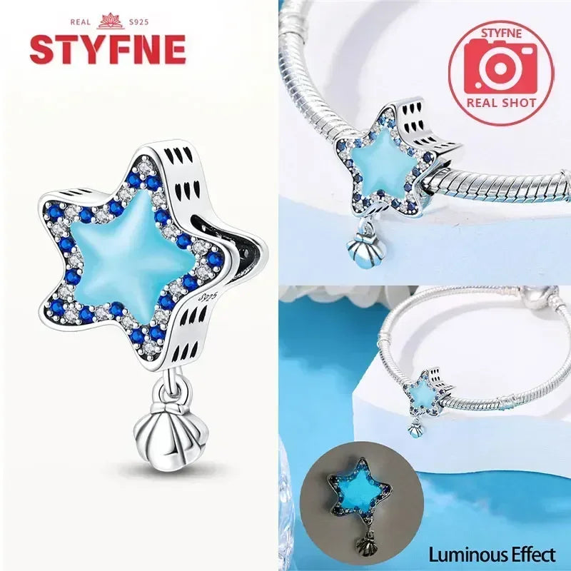 S925 Silver Glow-in-the-dark Firefly Charm Pendant Fit Original Charms Bracelet Gift Beads for Women Diy Fine Jewelry Gifts - AMULET RING STORE