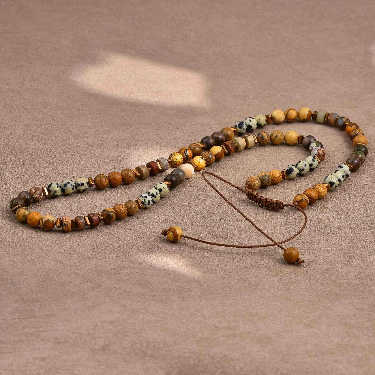 Black Onyx Turquoise Necklace for Men 6mm Natural Stone Beaded Energy Jewelry Adjustable Hand-Knotted Men's Necklace Healing Cry