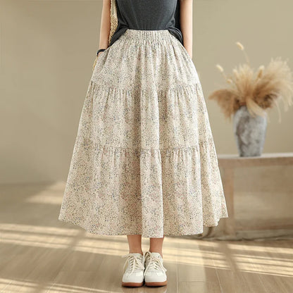 THHONE Summer Skirt Women 2025 High Waist Loose Fashion Vintage Dot Casual Korean Style Elegant A-line Skirts Women's Clothing