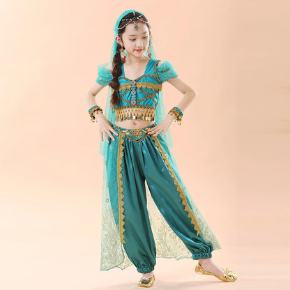 Children's Indian Princess Belly Dance Set Eastern Indian Dance Saree Girl
