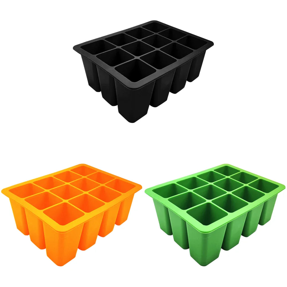 3-1pcs 12 Holes Seedling Starter Trays Silicone Seed Starter Tray Seed Propagation Pot for Gardening Hydroponics Growing System - AMULET RING STORE