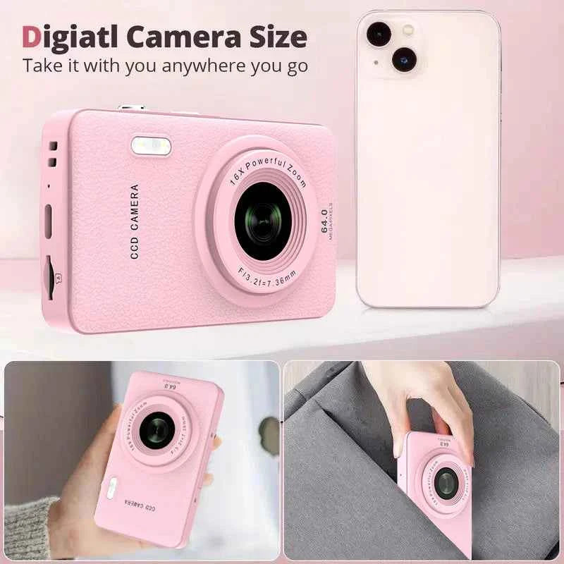 W&O Q3 Mini Digital Photo Camera 48MP 1080P 16X Zoom Child Point and Shoot Vlogging Cameras Vintage Portable Video Photocamera