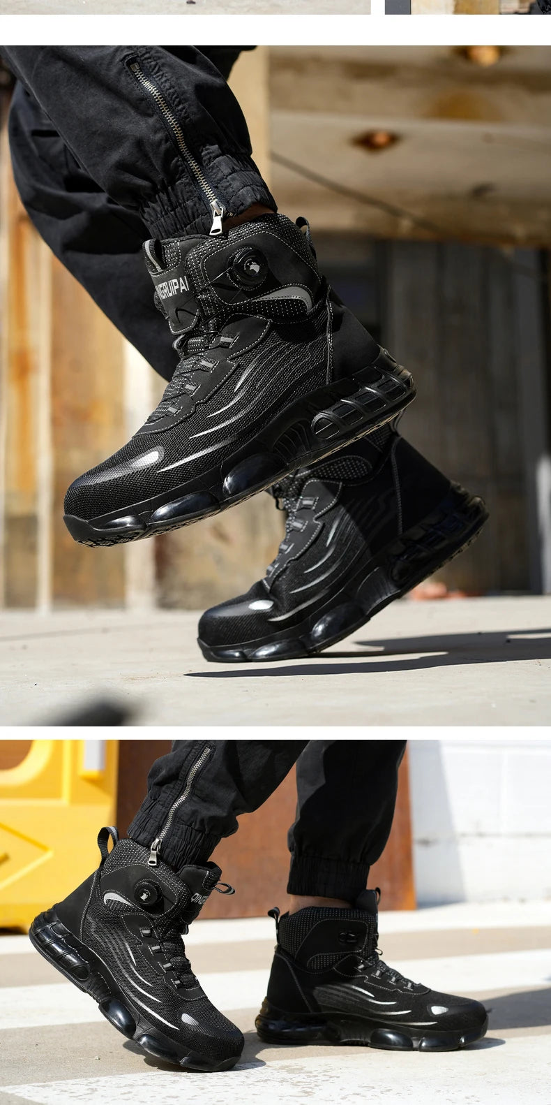 Men's high top lace-free comfortable soft sole anti-smash and puncture resistant work shoes - AMULET RING STORE