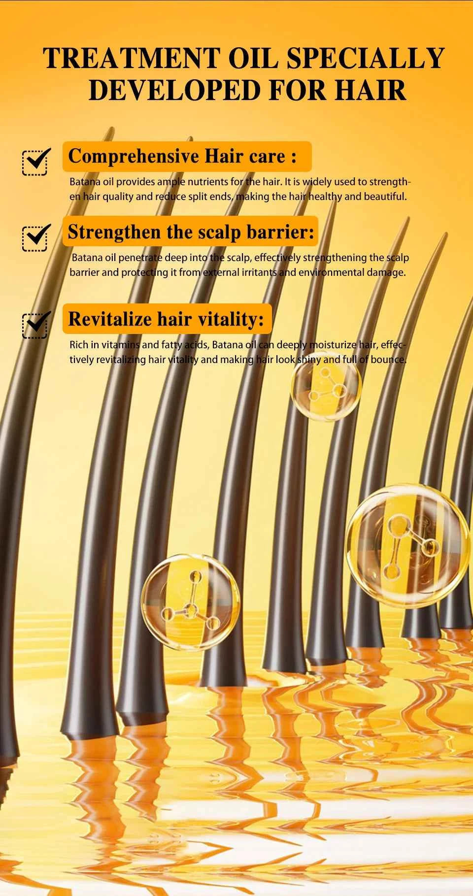Batana Oil Hair Growth Scalp Strengthening Pure Hair Repair Hair Roots Damaged Hair Care Nourishing For Women Men Anti Hair Loss