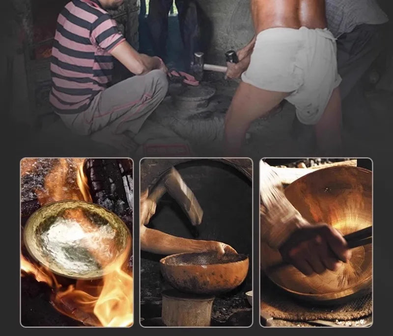 Old Singing Bowl Copper Nepal Handmade Tibetan Bowls Retro Yoga Meditation Buddhism Sound Bowl Portable Zen Music Instrument - AMULET RING STORE