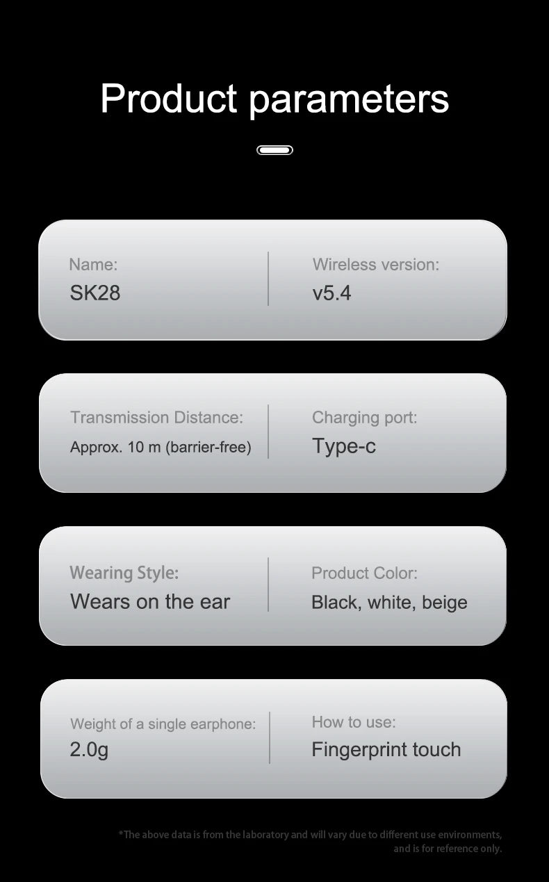 SK28 Ultra-thin Sleeping Headphones 5.4 Wireless Bluetooth Headset Invisible Earbuds Hidden In Ear Sports Earphones Waterproof