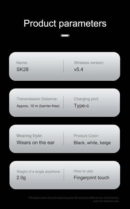 SK28 Ultra-thin Sleeping Headphones 5.4 Wireless Bluetooth Headset Invisible Earbuds Hidden In Ear Sports Earphones Waterproof