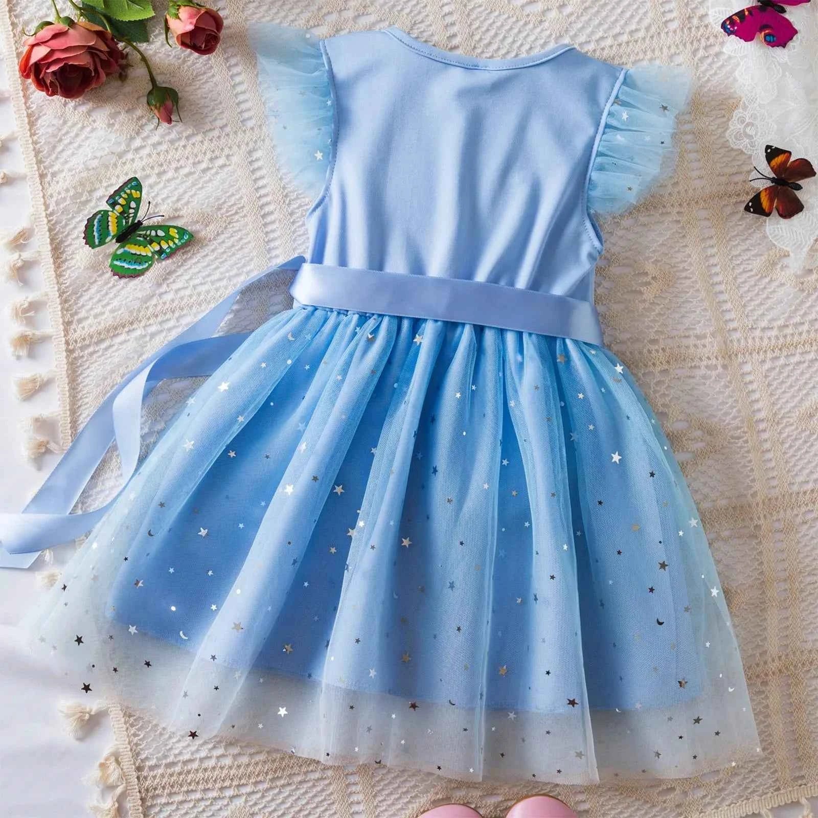 Princess Girls Cosplay Dress Clothes Kids Party Wedding Carnival Birthday Party Princess Evening Tutu Dresses Toddler 2-6Y