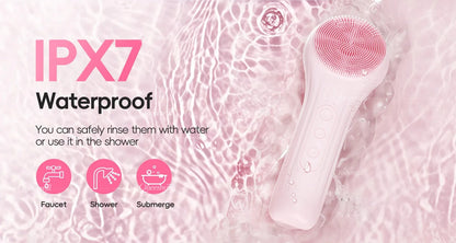 Electric Sonic Waterproof Facial Cleansing Brush Rechargeable Hot compress Deep Pore Cleaner Silicone Cleanse Skincare Device
