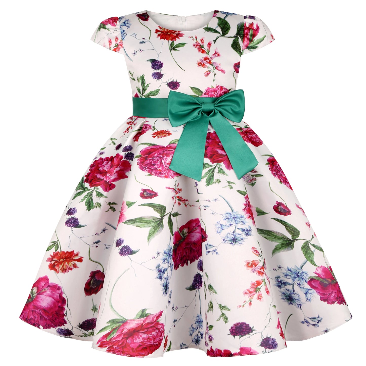 2025 Transnational Girls' Dress Children's Princess Dress Retro Print Formal Dress Holiday Hostess Dress Hot Sale