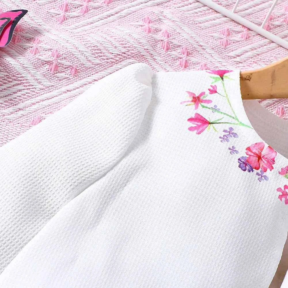 Kids Casual Clothing Sets Outfits for Girls Autumn Winter 2024 New Toddler Floral Print Long Sleeve Coat Tank Dress Children