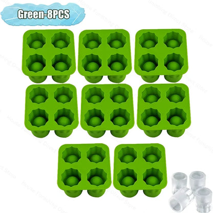 4Cup Shape Silicone Ice Cube Mold Tray for Summer Bar Party DIY Cold Drinks Kitchen Essential Ice Cup Maker Compartment Mold - AMULET RING STORE