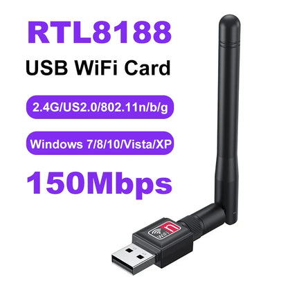 150Mbps WiFi USB Adapter 2.4G Wi-Fi Dongle 5dBi Gain Antenna 802.11b/g/n USB2.0 High-Speed Wireless Card Receiver For PC/Laptop - AMULET RING STORE
