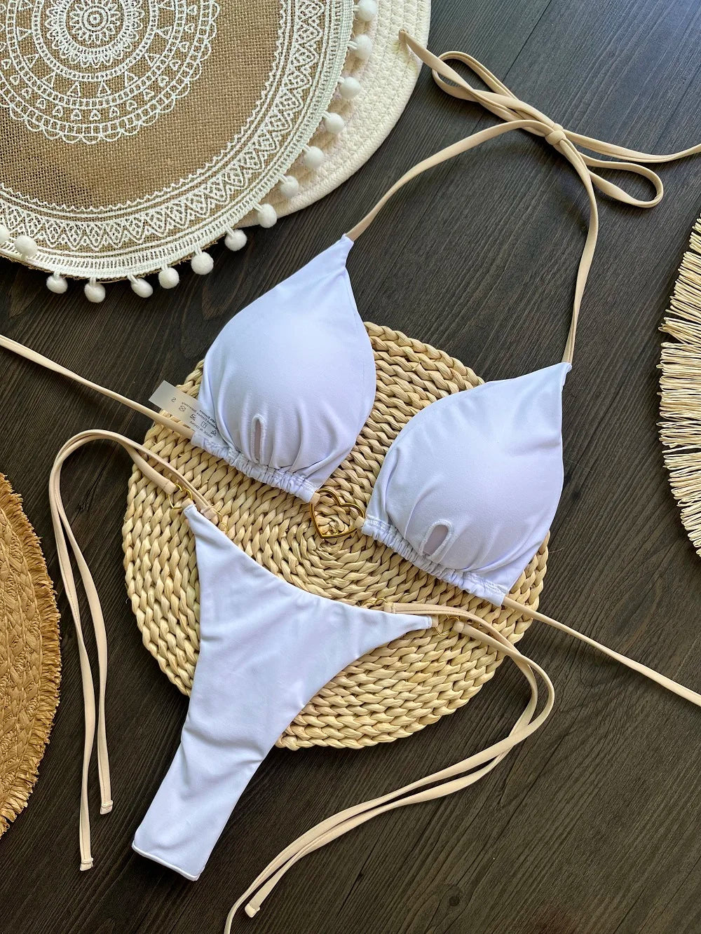 RUOTONSEPT Sexy Halter Solid color Bikini Set Women's Swimsuit Two-piece Triangle Thong Swimwear Bathing Suit Brazilian Biquinis - AMULET RING STORE