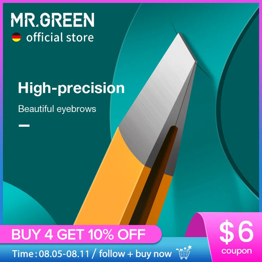 MR.GREEN Eyebrow Tweezer Colorful Hair Beauty Fine Hairs Puller Stainless Steel Slanted Eye Brow Clips Removal Makeup Tools - AMULET RING STORE