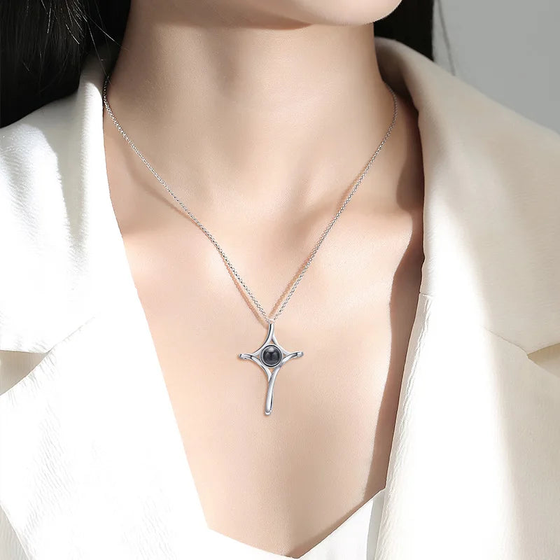 Fashion Projection Necklace Jewelry Personalized Photo Custom Cross Pendant Suitable For Male And Female Couples To Give Gifts - AMULET RING STORE