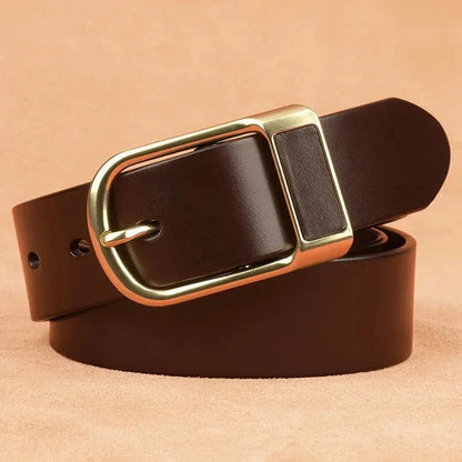 Genuine Leather For Men's High Quality Buckle Jeans Cowskin Casual Belts Business Cowboy Waistband Male Fashion Designer 2024New - AMULET RING STORE