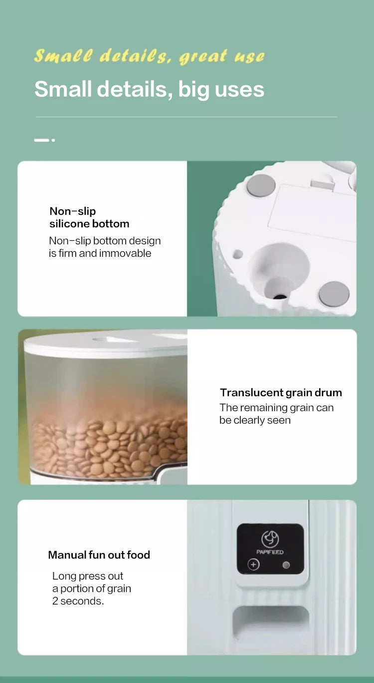 PAPIFEED cat automatic feeder dog fixed feeding machine cat food dog food wifi remote smart cat pet food dispenser - AMULET RING STORE