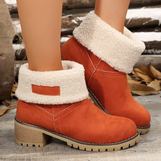 Plus Size 35-43 Shoes for Women Winter Fur Warm Snow Boots Ladies Comfortable Slip on Platform Casual Mid-calf Boots Women Boots - AMULET RING STORE