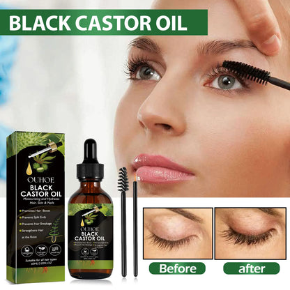 OUHOE Black Castor Oil 100% Organic Moisturize Hair Growth Serum Prevent Hair Loss Soft Bright Dense Hair Care Essential Oil