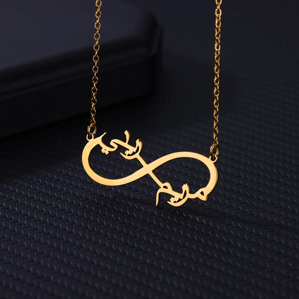 Custom Double Heart Two Names Infinity Necklaces For Women Stainless Steel Customized Necklace Pendant Personalized Jewelry Gift