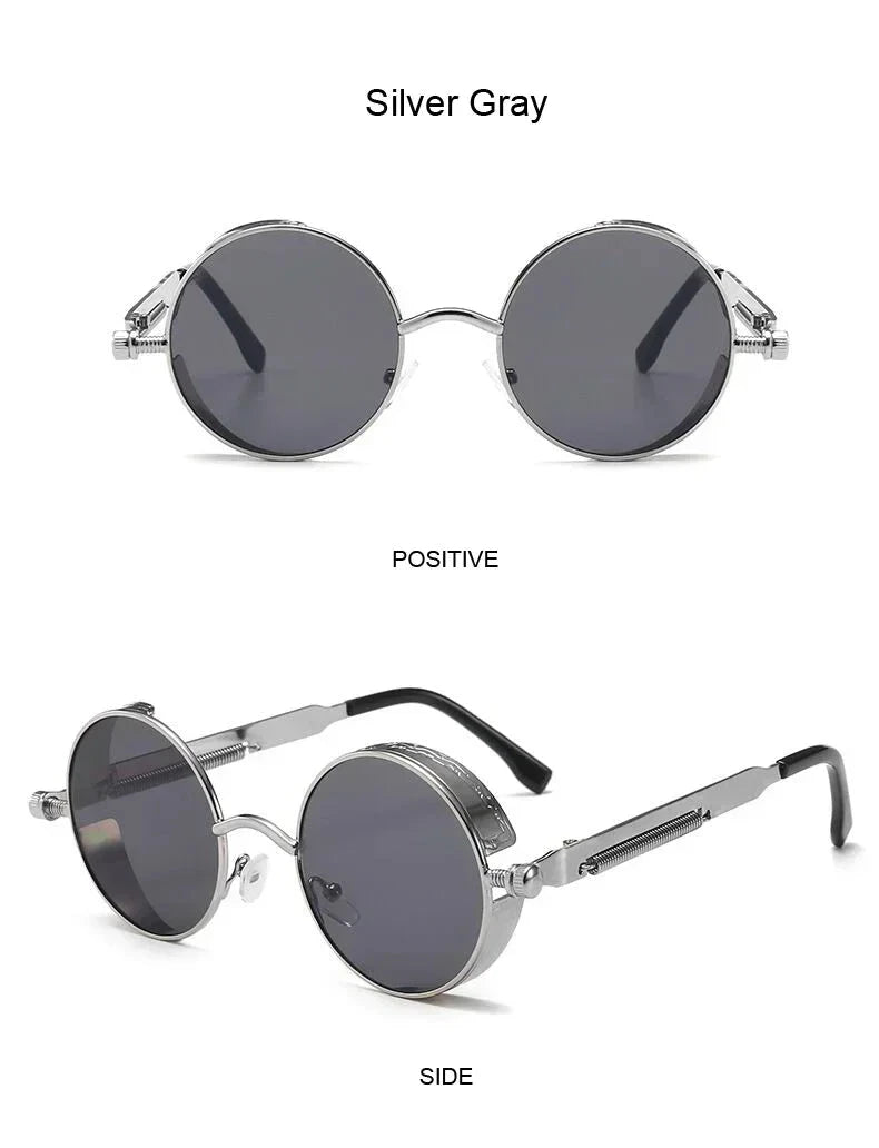 Classic Gothic Steampunk Sunglasses Luxury Brand Designer High Quality Men and Women Retro Round Metal Frame Sunglasses UV400