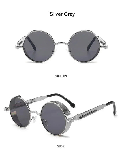 Classic Gothic Steampunk Sunglasses Luxury Brand Designer High Quality Men and Women Retro Round Metal Frame Sunglasses UV400