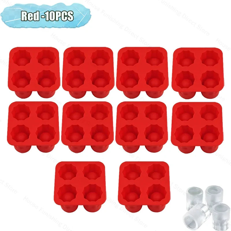 4Cup Shape Silicone Ice Cube Mold Tray for Summer Bar Party DIY Cold Drinks Kitchen Essential Ice Cup Maker Compartment Mold - AMULET RING STORE