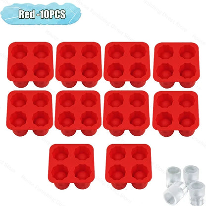 4Cup Shape Silicone Ice Cube Mold Tray for Summer Bar Party DIY Cold Drinks Kitchen Essential Ice Cup Maker Compartment Mold - AMULET RING STORE